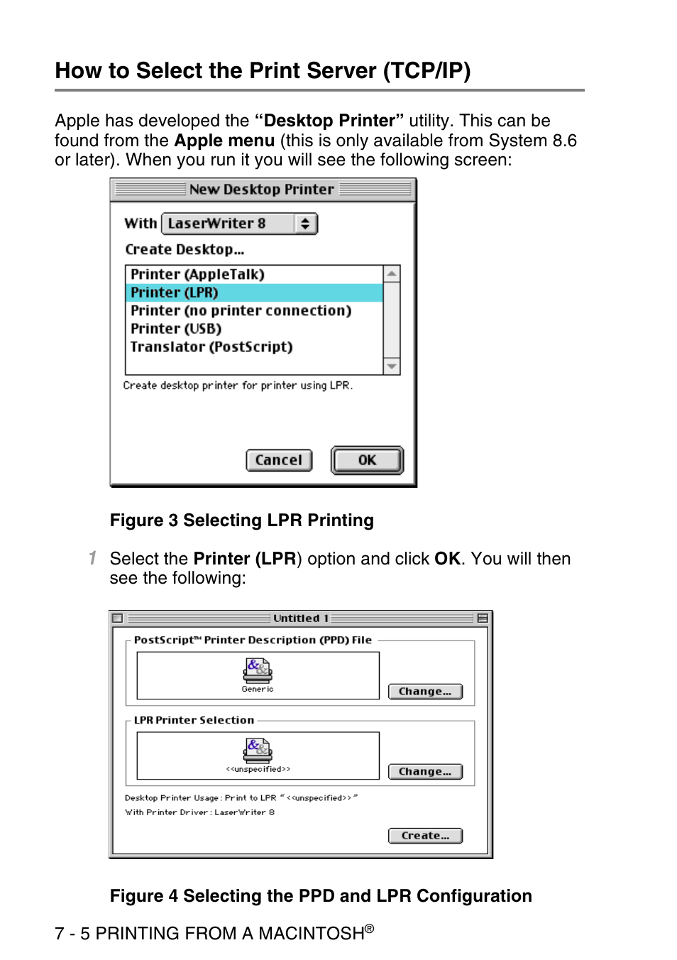 How to select the print server (tcp/ip), How to select the print server (tcp/ip) -5 | Brother NC9100H User Manual | Page 75 / 176