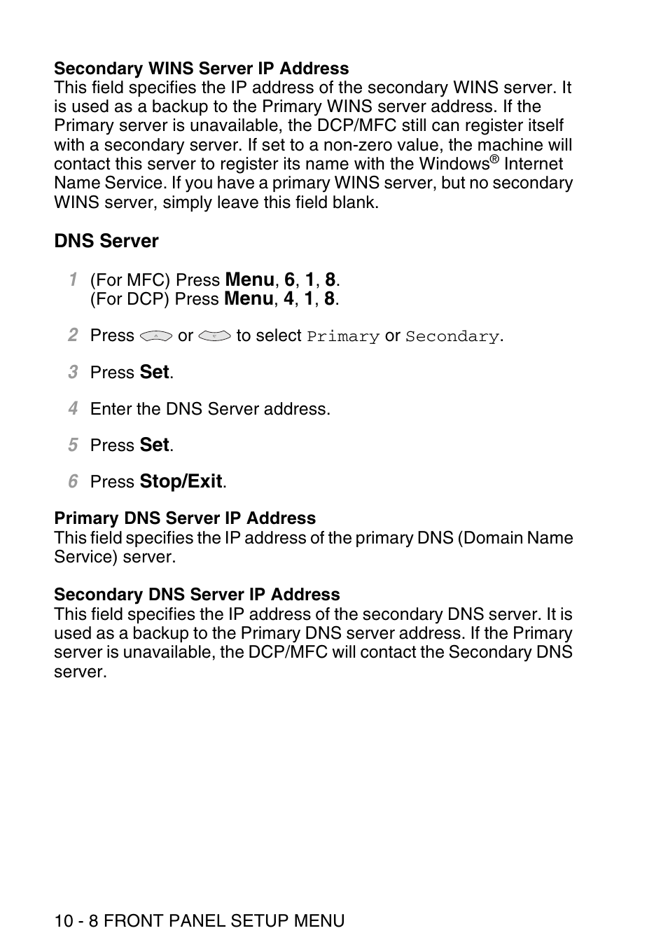 Dns server, Dns server -8 | Brother NC9100H User Manual | Page 97 / 176