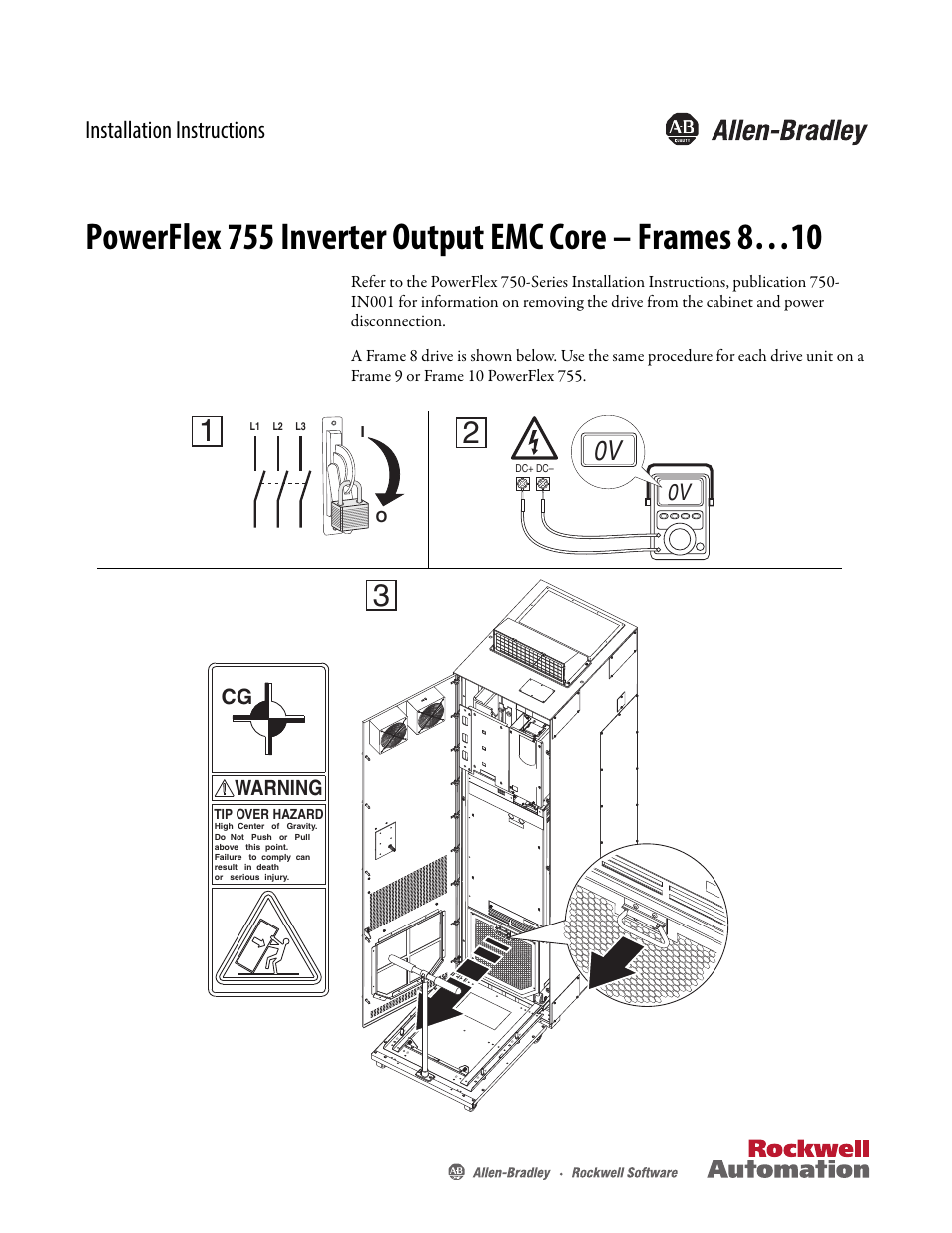 Rockwell Automation 20G PowerFlex 755 Inverter Output EMC Core - Frame 8 User Manual | 2 pages