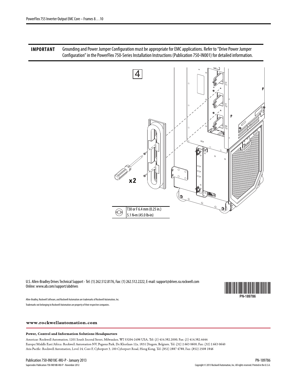 Rockwell Automation 20G PowerFlex 755 Inverter Output EMC Core - Frame 8 User Manual | Page 2 / 2