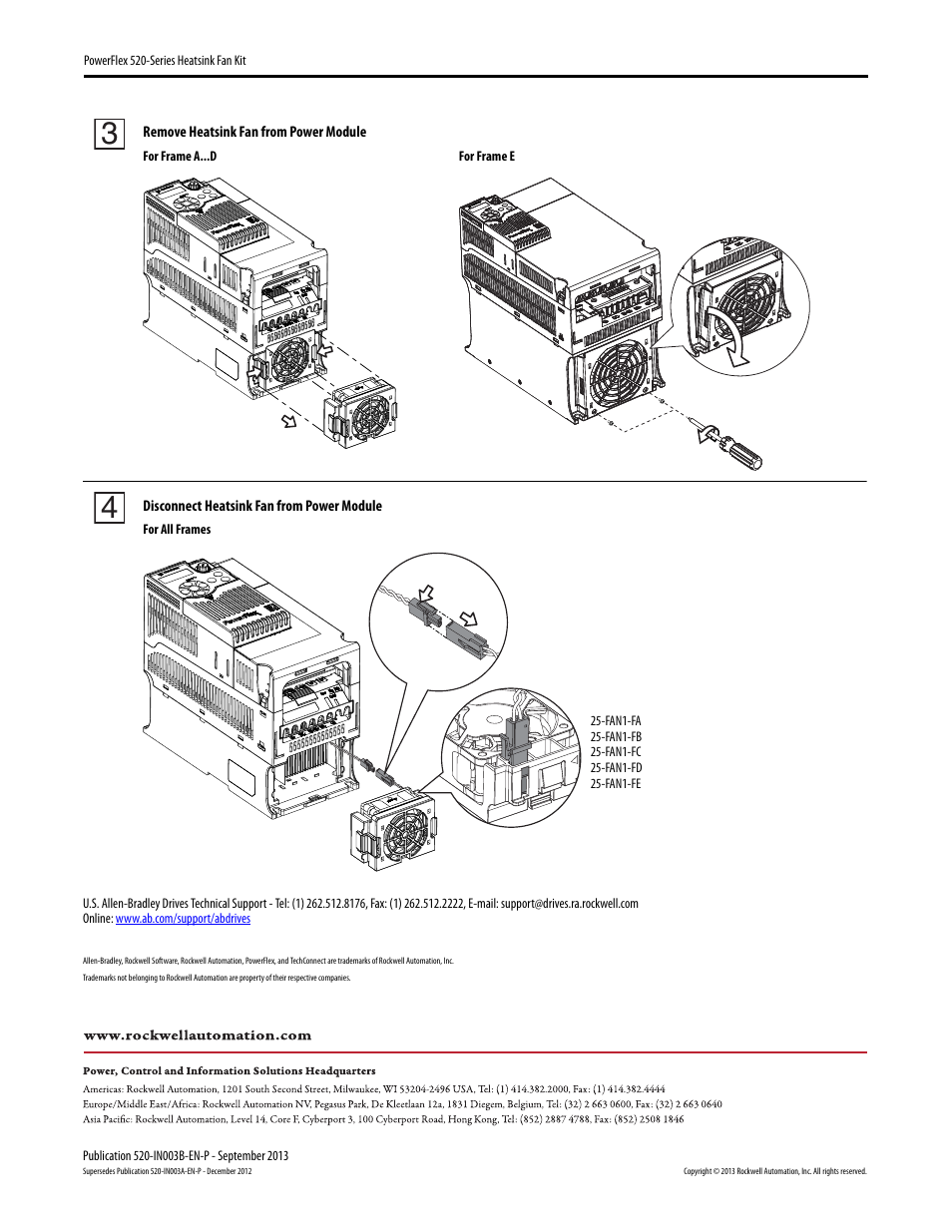 Rockwell Automation 25B PowerFlex 520-Series Heatsink Fan Kit User Manual | Page 2 / 2