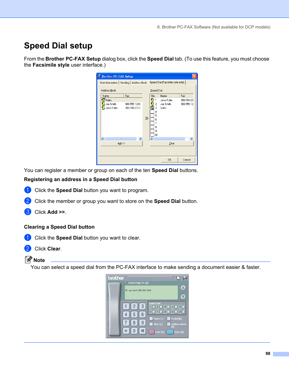 Speed dial setup | Brother MFC-8460N User Manual | Page 104 / 194