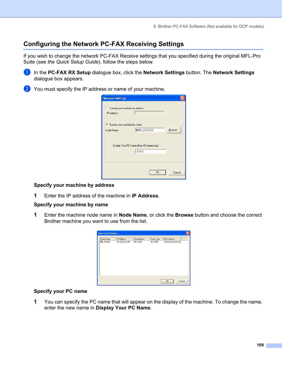 Configuring the network pc-fax receiving settings | Brother MFC-8460N User Manual | Page 115 / 194