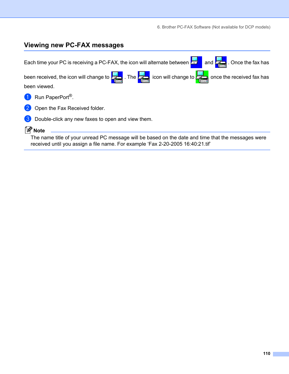 Viewing new pc-fax messages | Brother MFC-8460N User Manual | Page 116 / 194