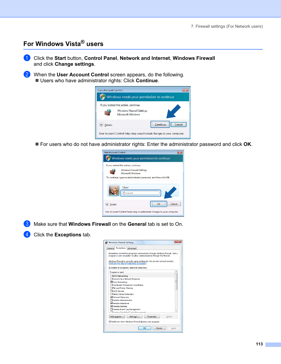 For windows vista® users, For windows vista, Users | Brother MFC-8460N User Manual | Page 119 / 194