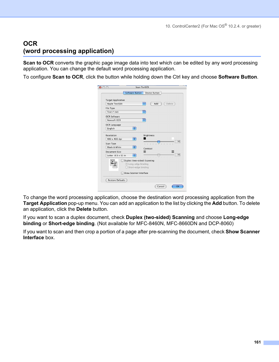 Ocr (word processing application) | Brother MFC-8460N User Manual | Page 167 / 194