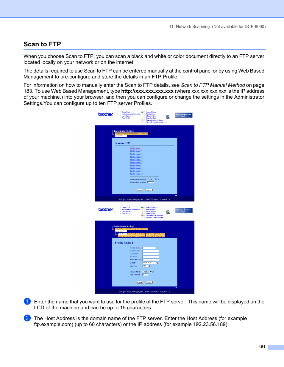 Scan to ftp | Brother MFC-8460N User Manual | Page 187 / 194