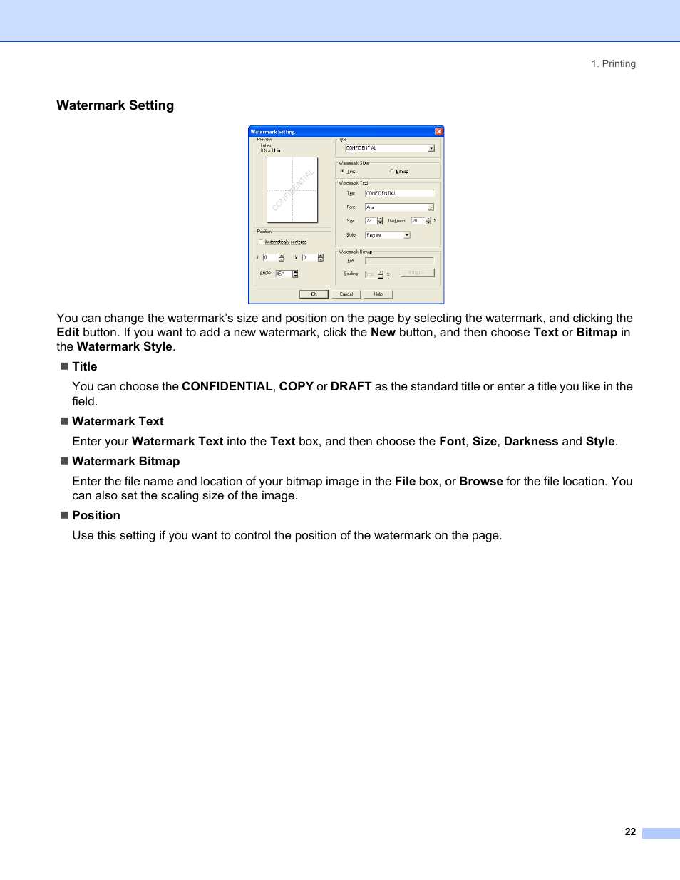 Watermark setting | Brother MFC-8460N User Manual | Page 28 / 194