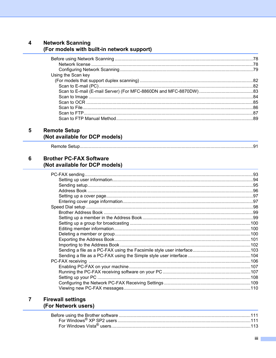 Brother MFC-8460N User Manual | Page 4 / 194