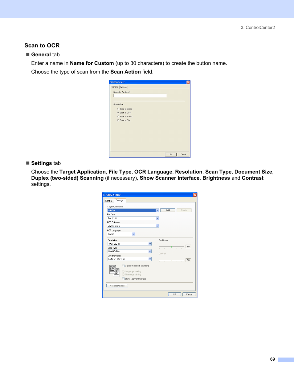 Scan to ocr | Brother MFC-8460N User Manual | Page 75 / 194