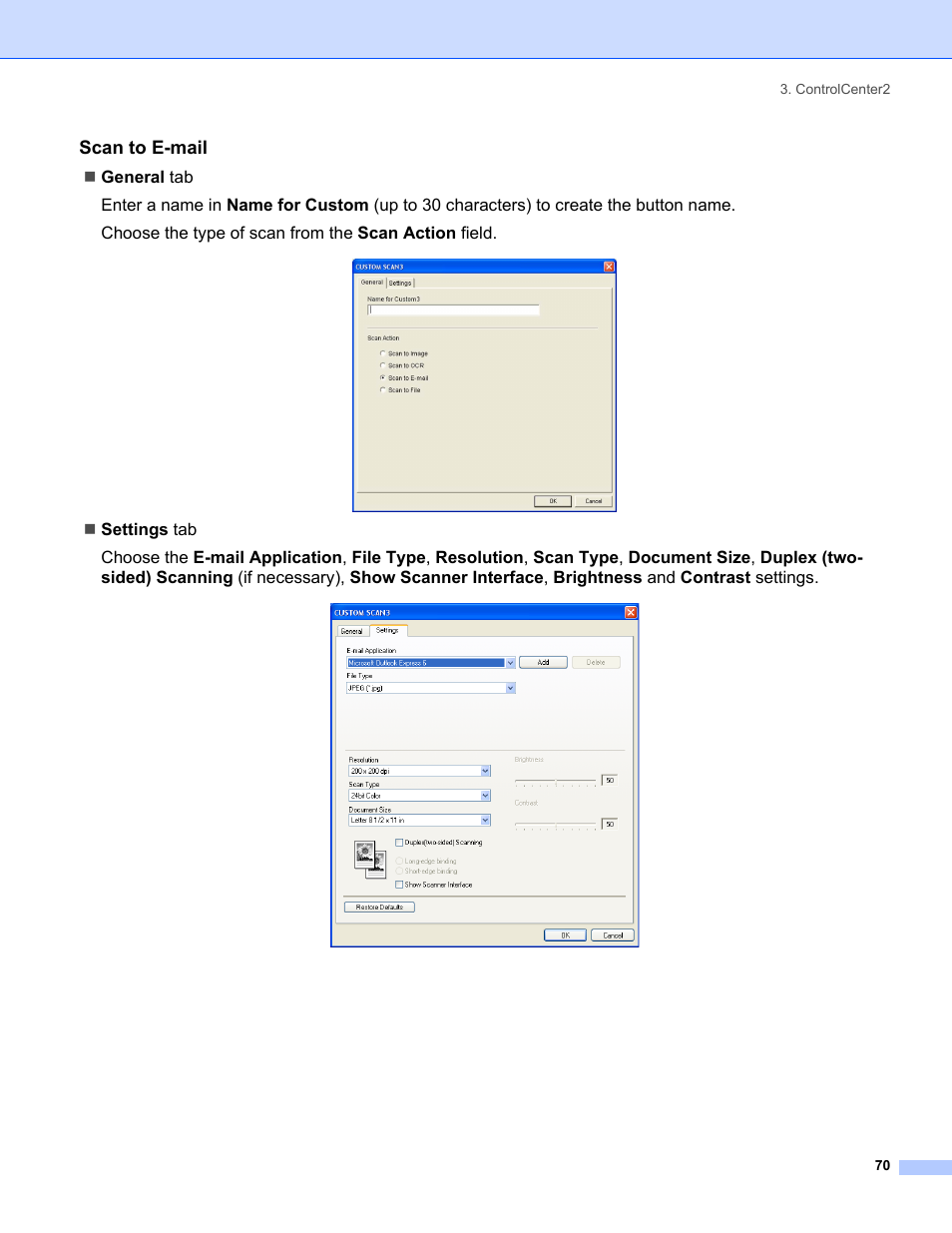 Scan to e-mail | Brother MFC-8460N User Manual | Page 76 / 194