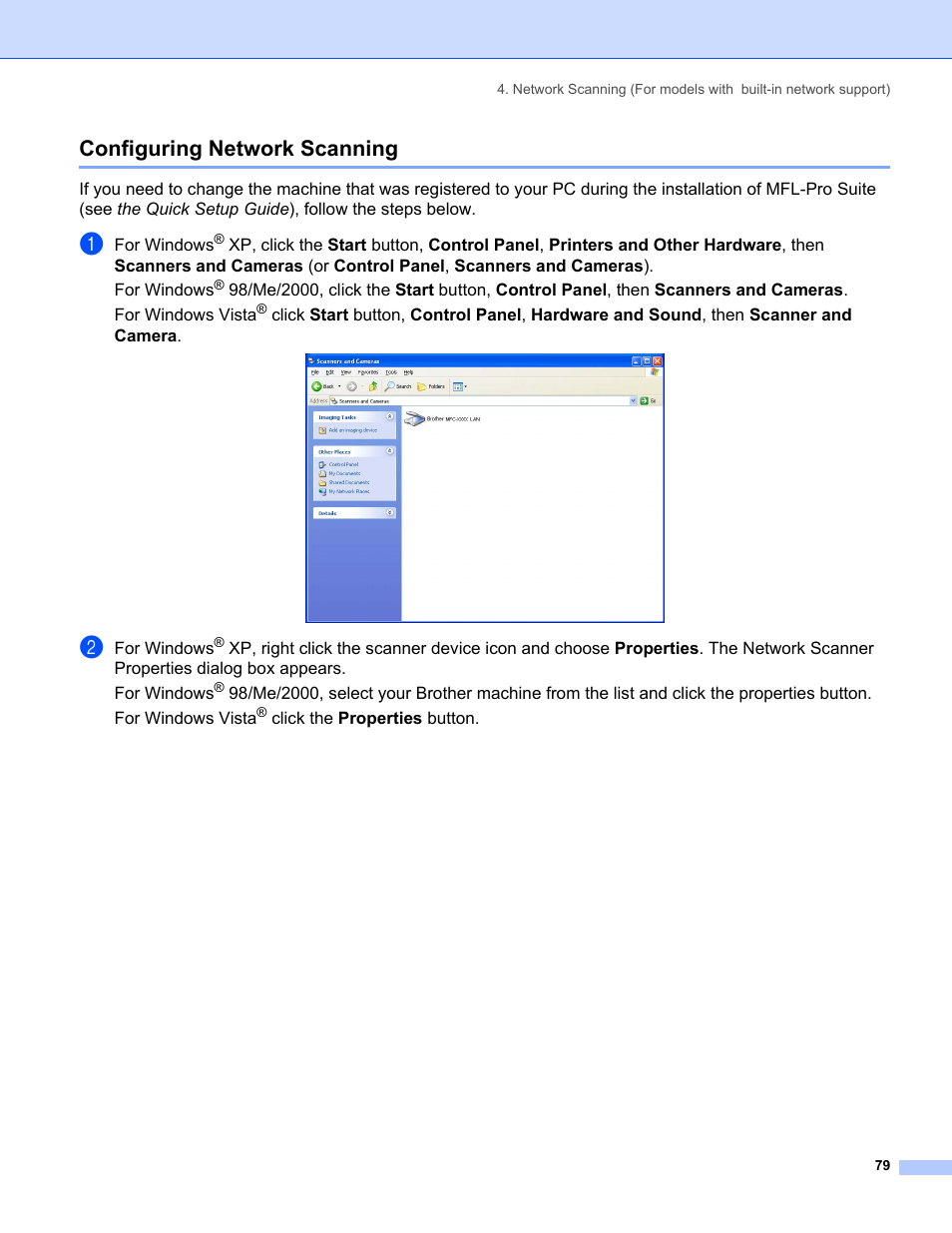 Configuring network scanning | Brother MFC-8460N User Manual | Page 85 / 194