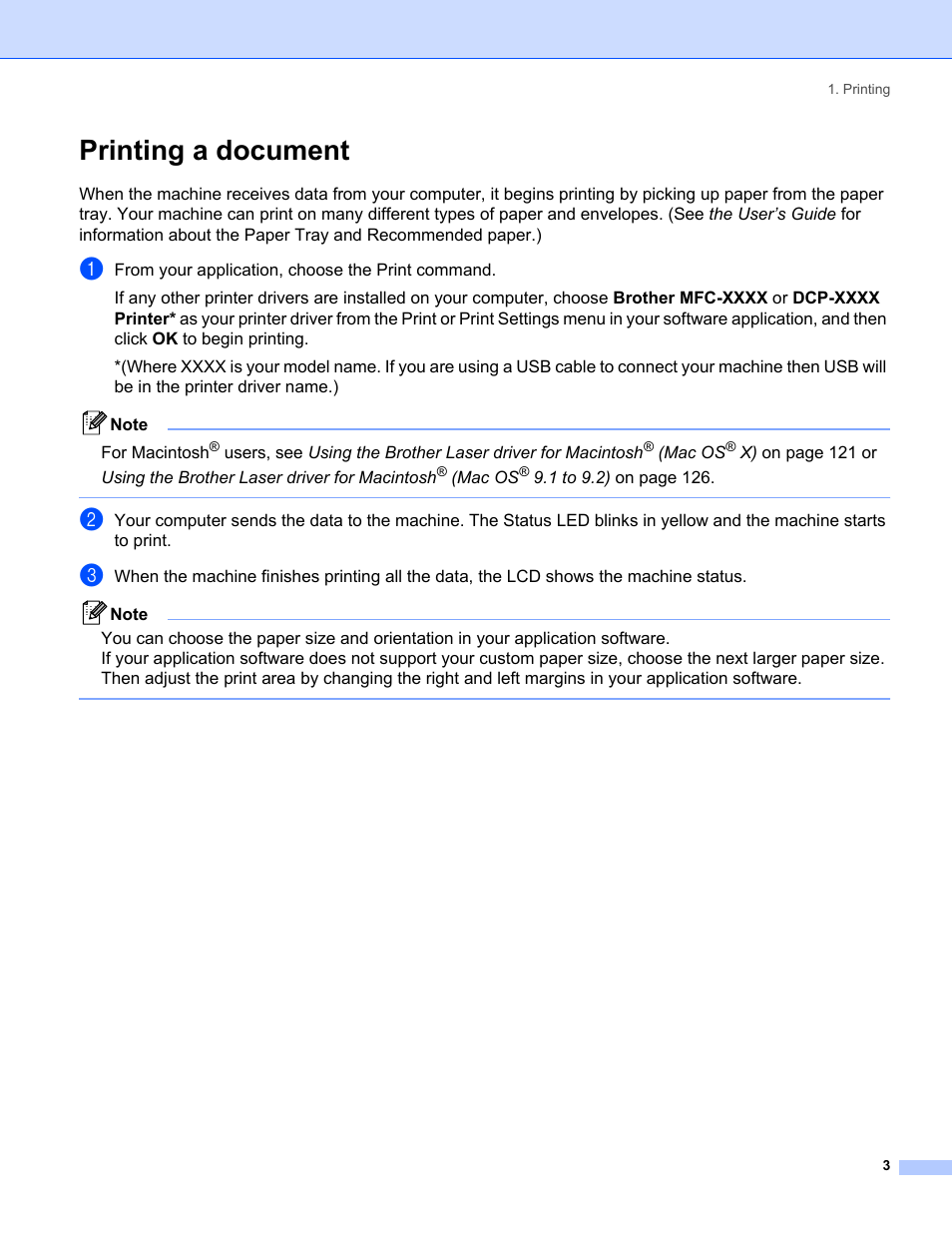Printing a document | Brother MFC-8460N User Manual | Page 9 / 194