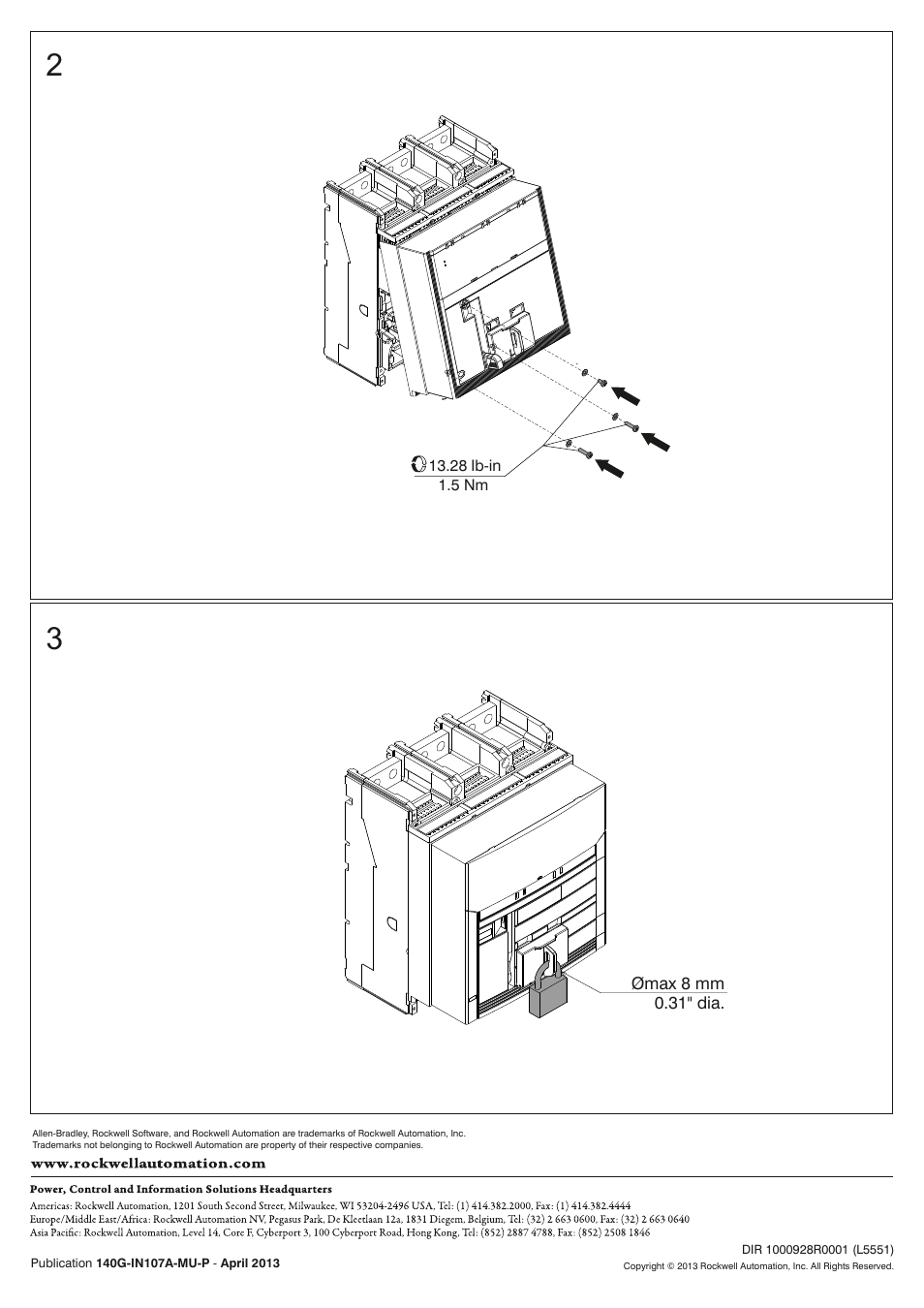 Rockwell Automation 140G-NS-PL Padlock Adapter User Manual | Page 2 / 2