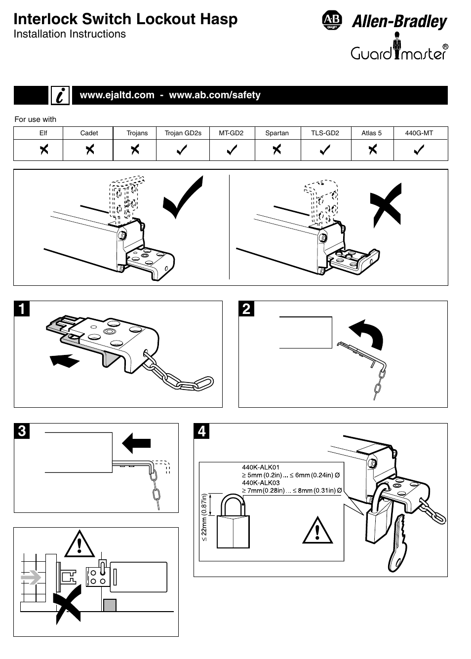 Rockwell Automation 440K Interlock Switch Lockout Hasp User Manual | 1 page