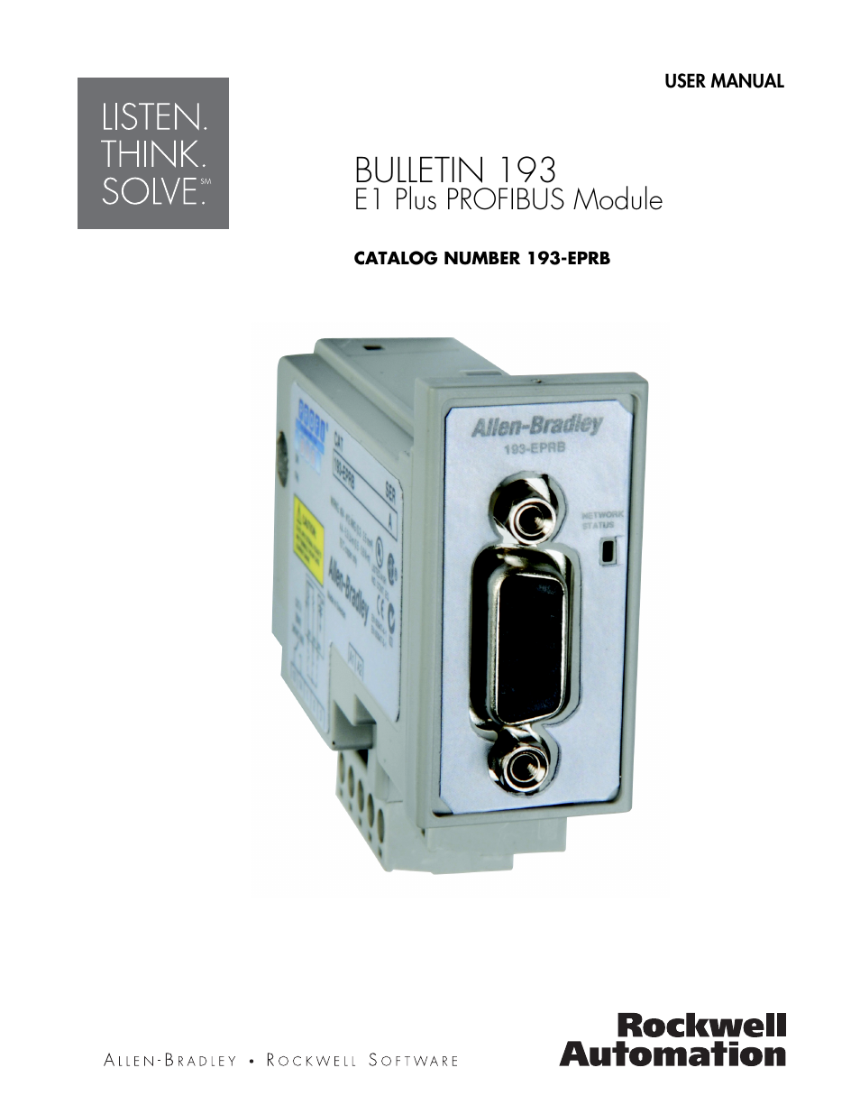 Rockwell Automation 193-EPRB Profibus Side Mount Module for the E1 Plus Overload Relay User Manual User Manual | 40 pages