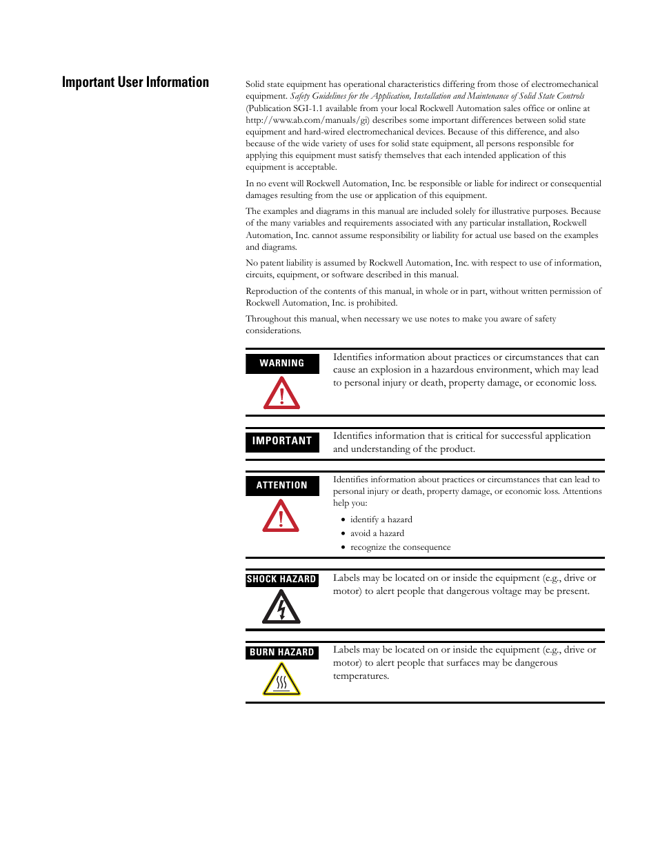 Important user information | Rockwell Automation 193-EPRB Profibus Side Mount Module for the E1 Plus Overload Relay User Manual User Manual | Page 2 / 40