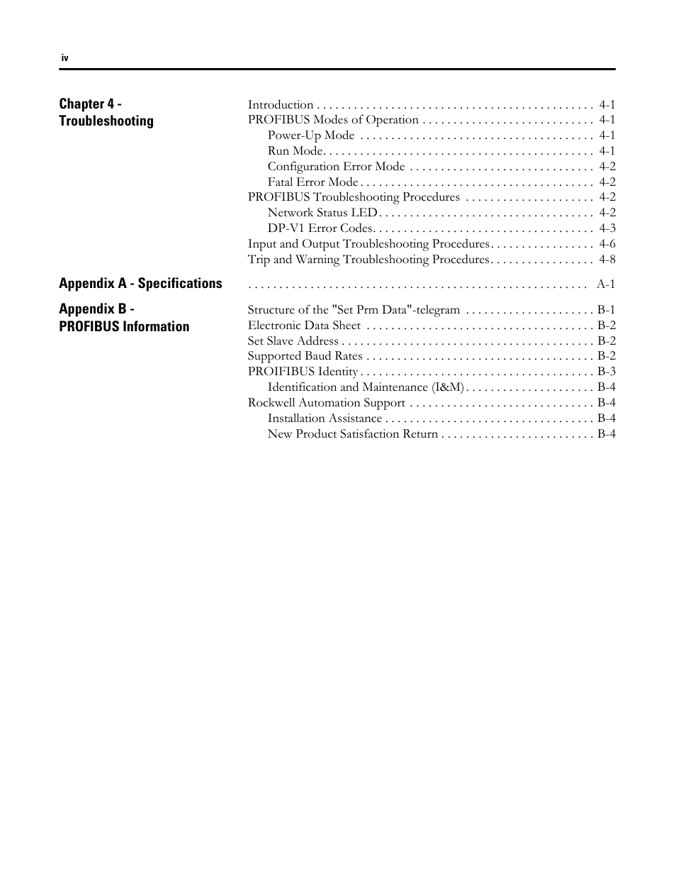 Rockwell Automation 193-EPRB Profibus Side Mount Module for the E1 Plus Overload Relay User Manual User Manual | Page 4 / 40