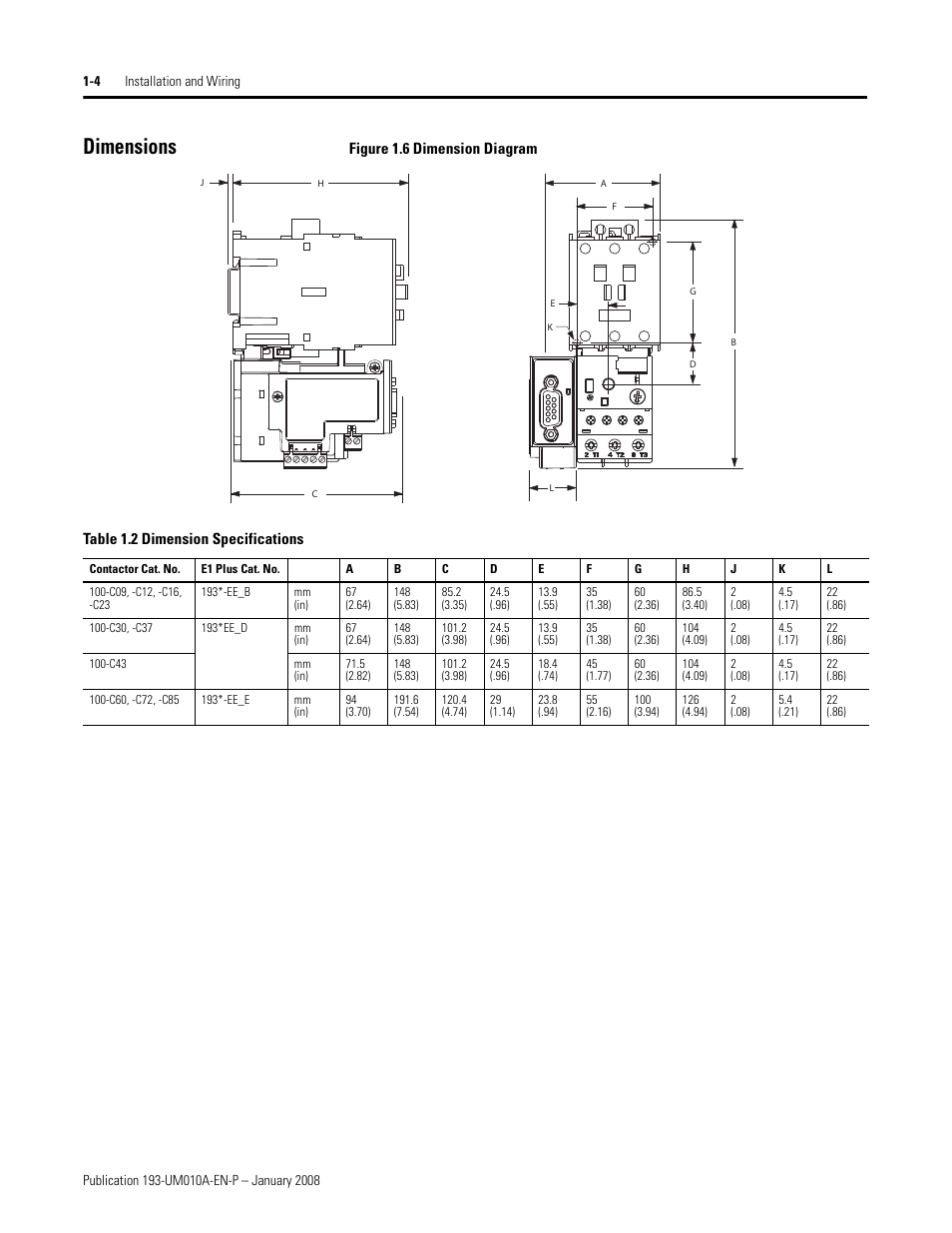 Dimensions | Rockwell Automation 193-EPRB Profibus Side Mount Module for the E1 Plus Overload Relay User Manual User Manual | Page 8 / 40