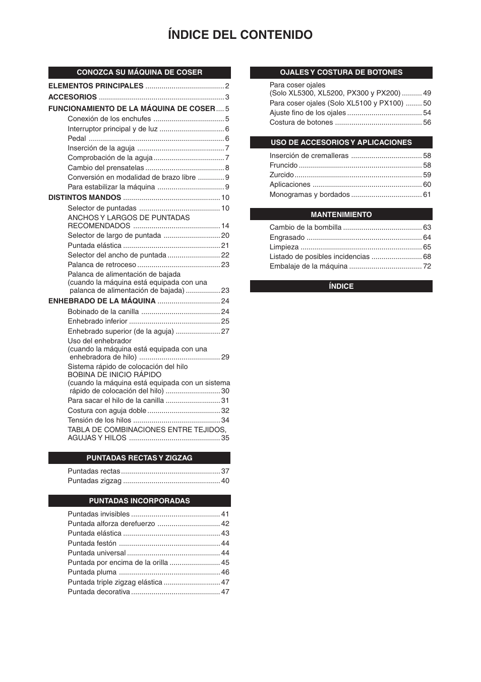 Brother XL5300 User Manual | Page 8 / 88
