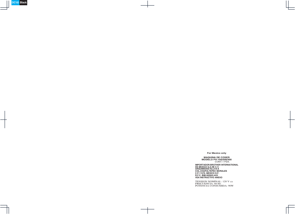 Black dic183 | Brother XL5300 User Manual | Page 87 / 88