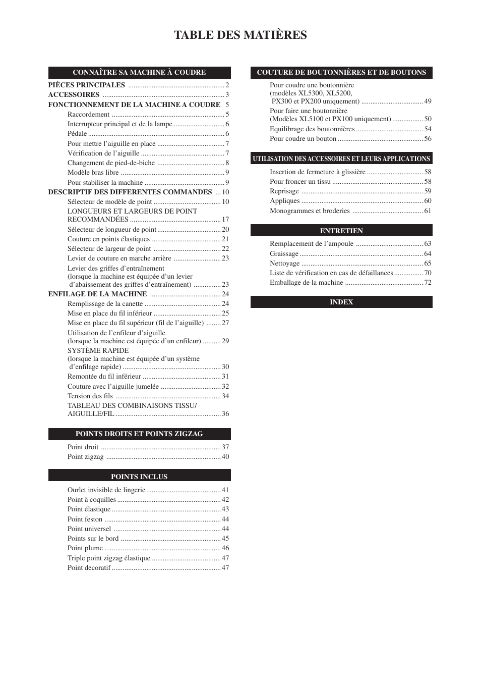 Brother XL5300 User Manual | Page 9 / 88