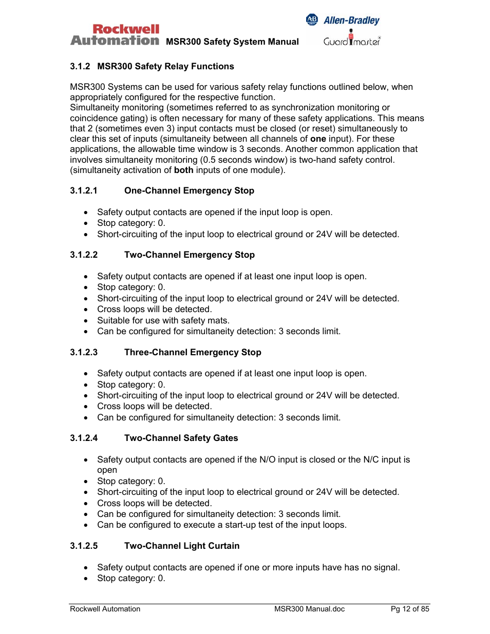 Rockwell Automation 440R MSR300 Modular Safety Control System User Manual | Page 12 / 85