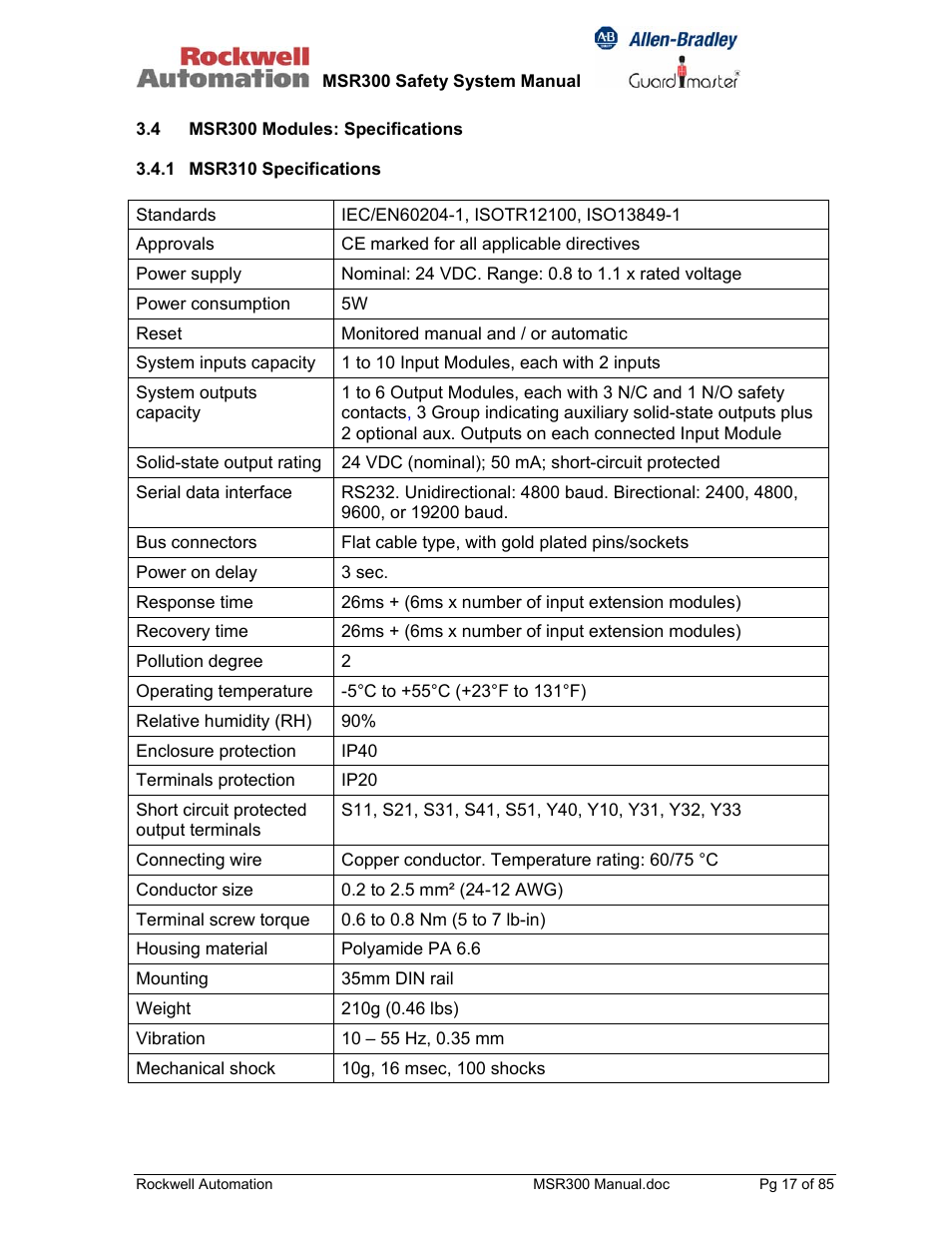 Rockwell Automation 440R MSR300 Modular Safety Control System User Manual | Page 17 / 85