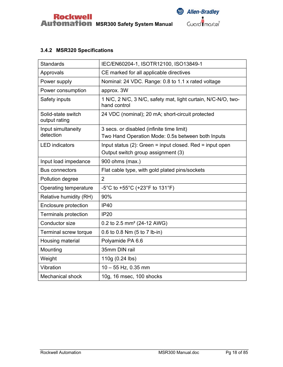 Rockwell Automation 440R MSR300 Modular Safety Control System User Manual | Page 18 / 85