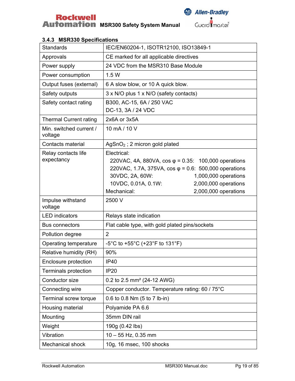 Rockwell Automation 440R MSR300 Modular Safety Control System User Manual | Page 19 / 85