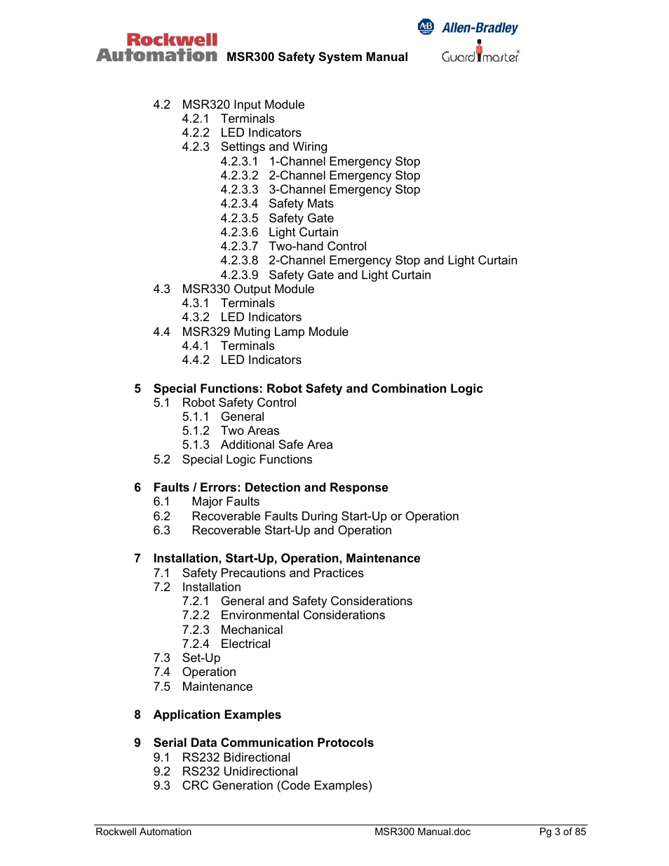 Rockwell Automation 440R MSR300 Modular Safety Control System User Manual | Page 3 / 85