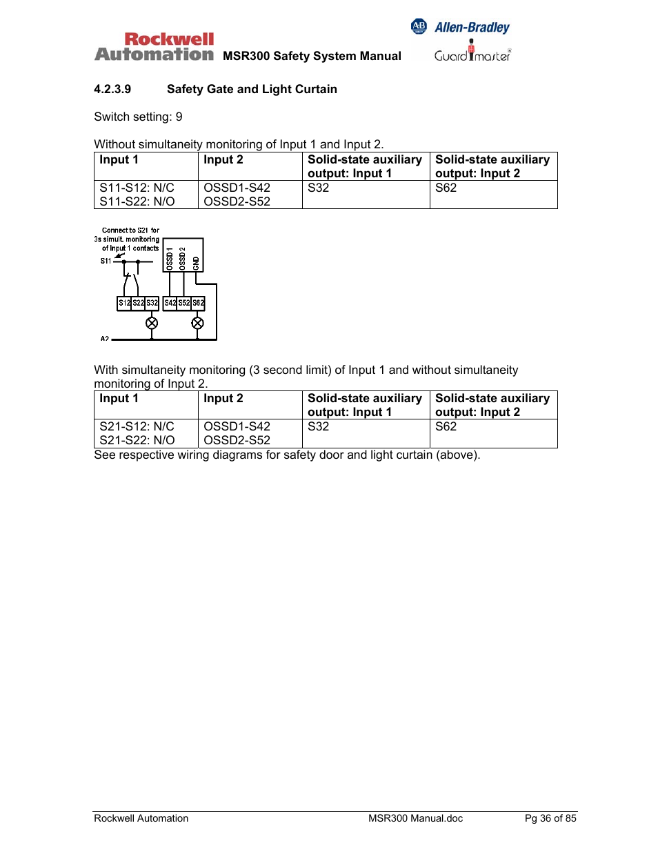 Rockwell Automation 440R MSR300 Modular Safety Control System User Manual | Page 36 / 85