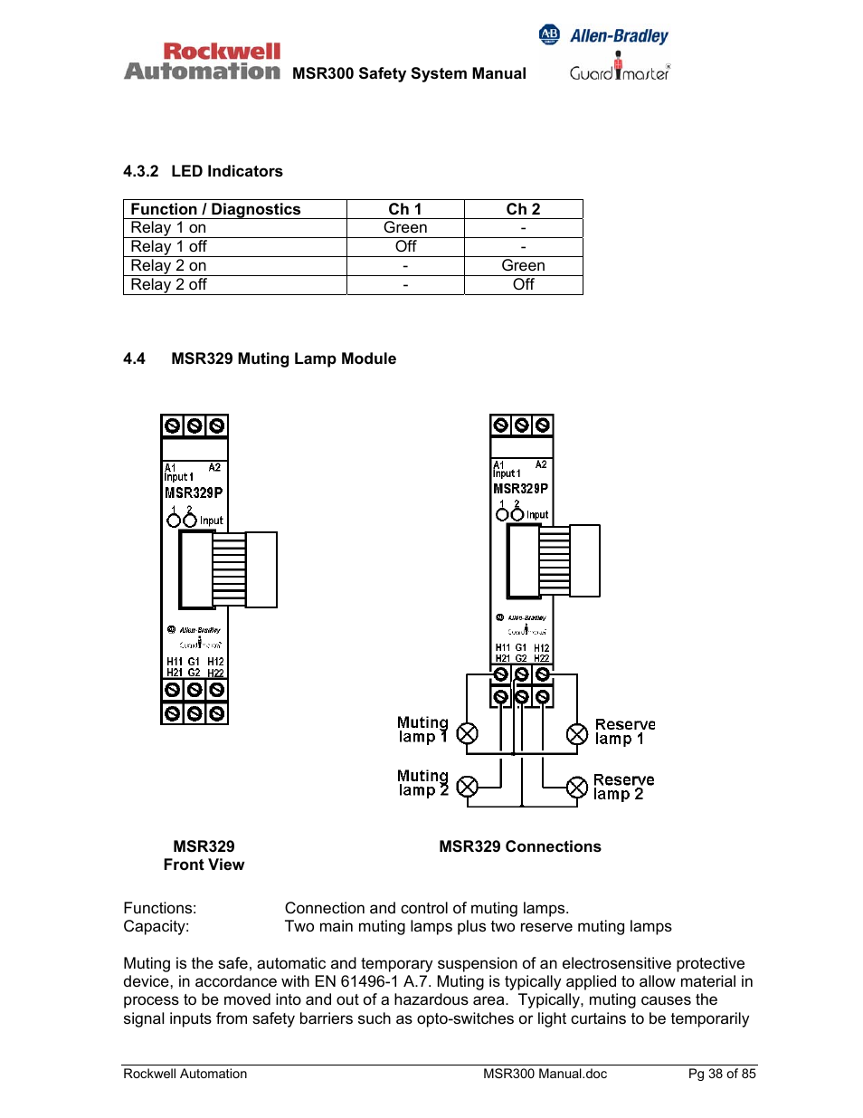 Rockwell Automation 440R MSR300 Modular Safety Control System User Manual | Page 38 / 85