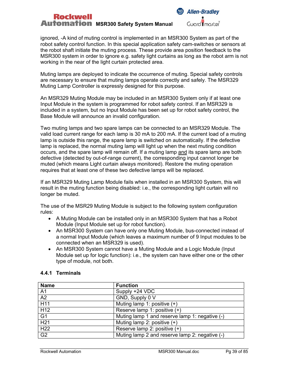 Rockwell Automation 440R MSR300 Modular Safety Control System User Manual | Page 39 / 85