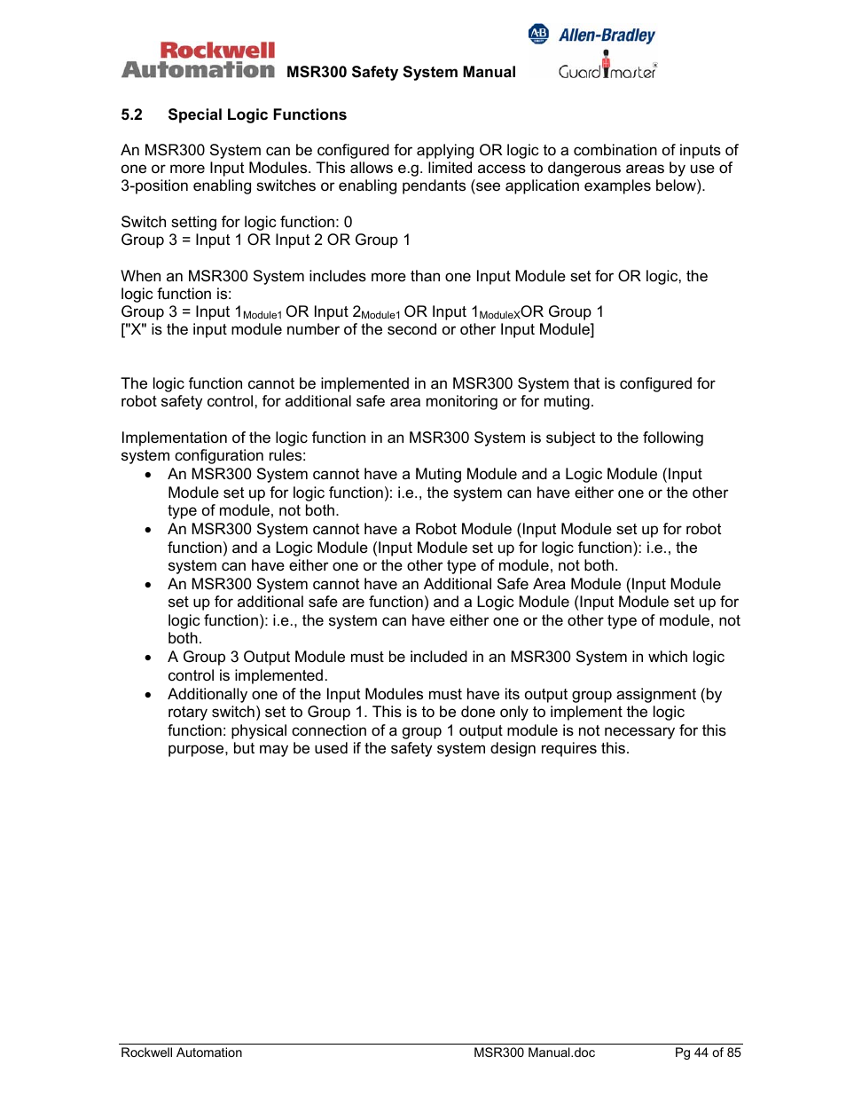 Rockwell Automation 440R MSR300 Modular Safety Control System User Manual | Page 44 / 85