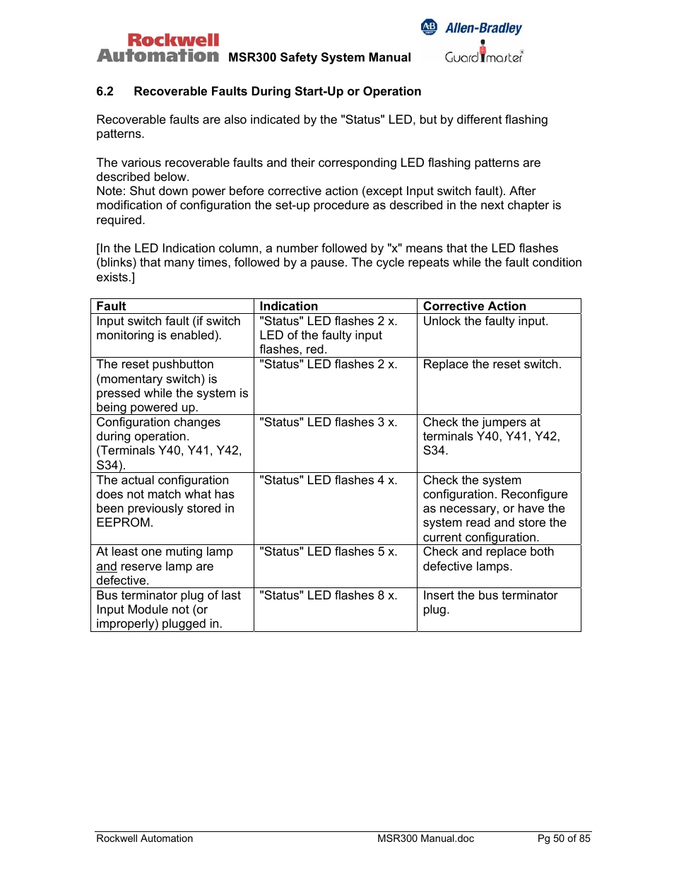 Rockwell Automation 440R MSR300 Modular Safety Control System User Manual | Page 50 / 85