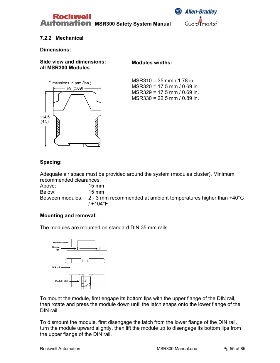 Rockwell Automation 440R MSR300 Modular Safety Control System User Manual | Page 55 / 85