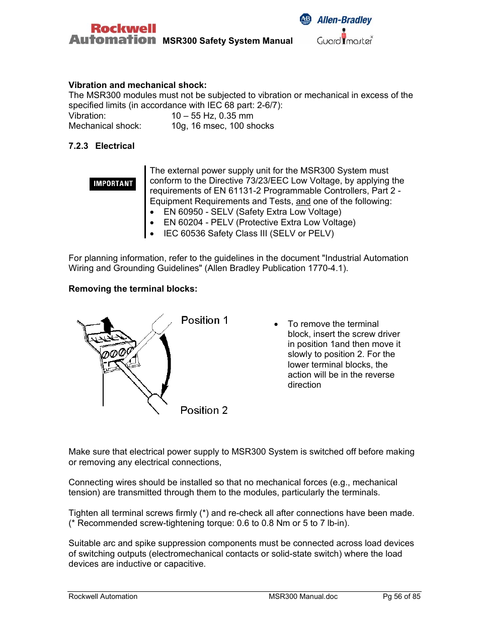 Rockwell Automation 440R MSR300 Modular Safety Control System User Manual | Page 56 / 85