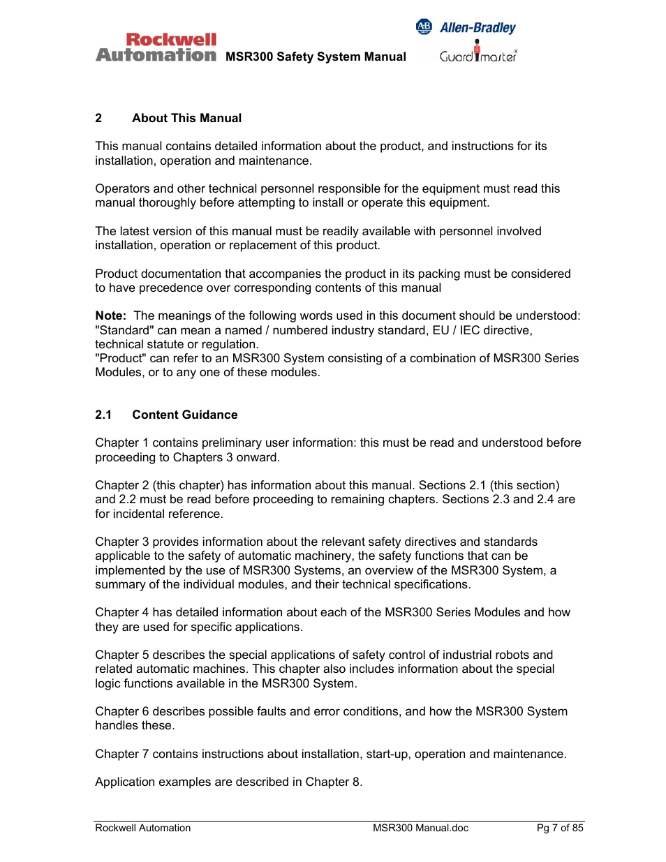 Rockwell Automation 440R MSR300 Modular Safety Control System User Manual | Page 7 / 85