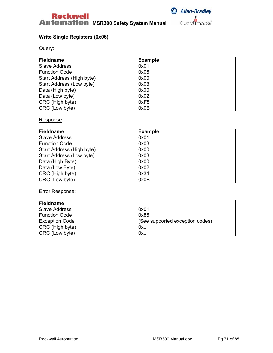 Rockwell Automation 440R MSR300 Modular Safety Control System User Manual | Page 71 / 85