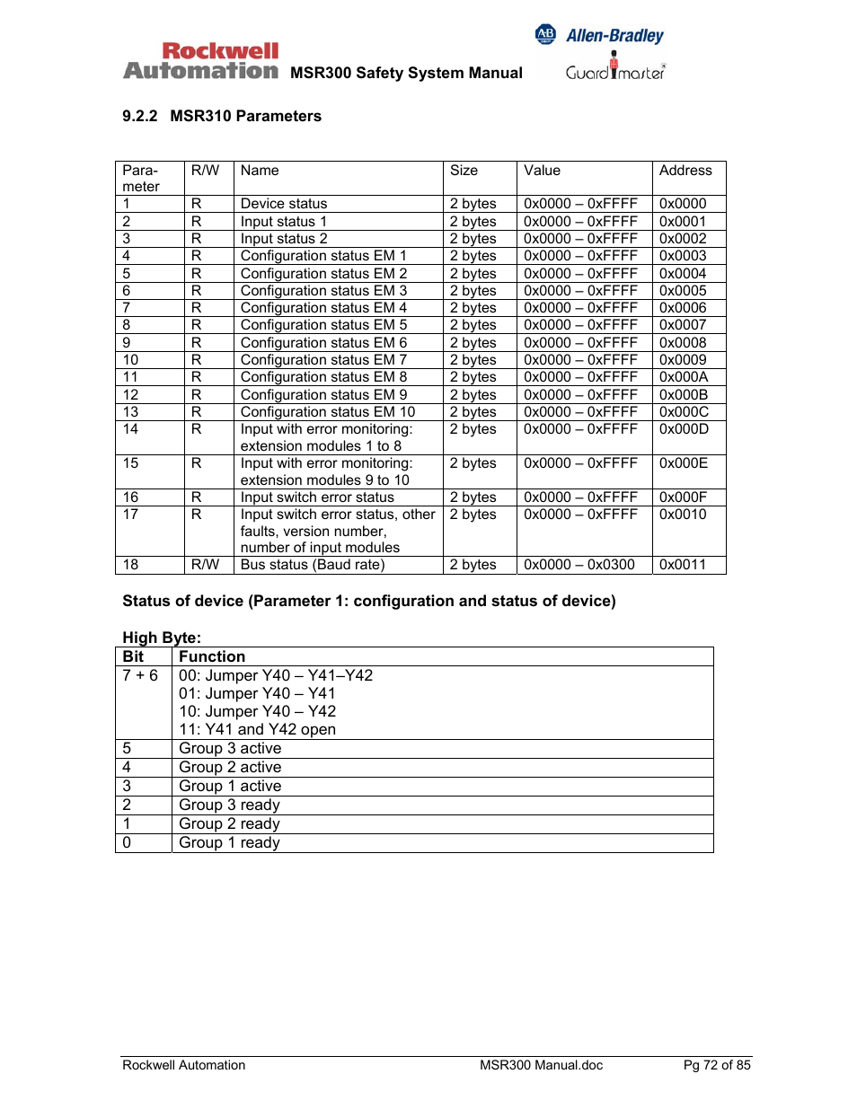 Rockwell Automation 440R MSR300 Modular Safety Control System User Manual | Page 72 / 85