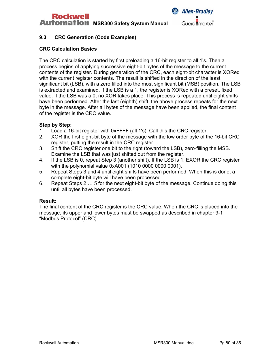 Rockwell Automation 440R MSR300 Modular Safety Control System User Manual | Page 80 / 85
