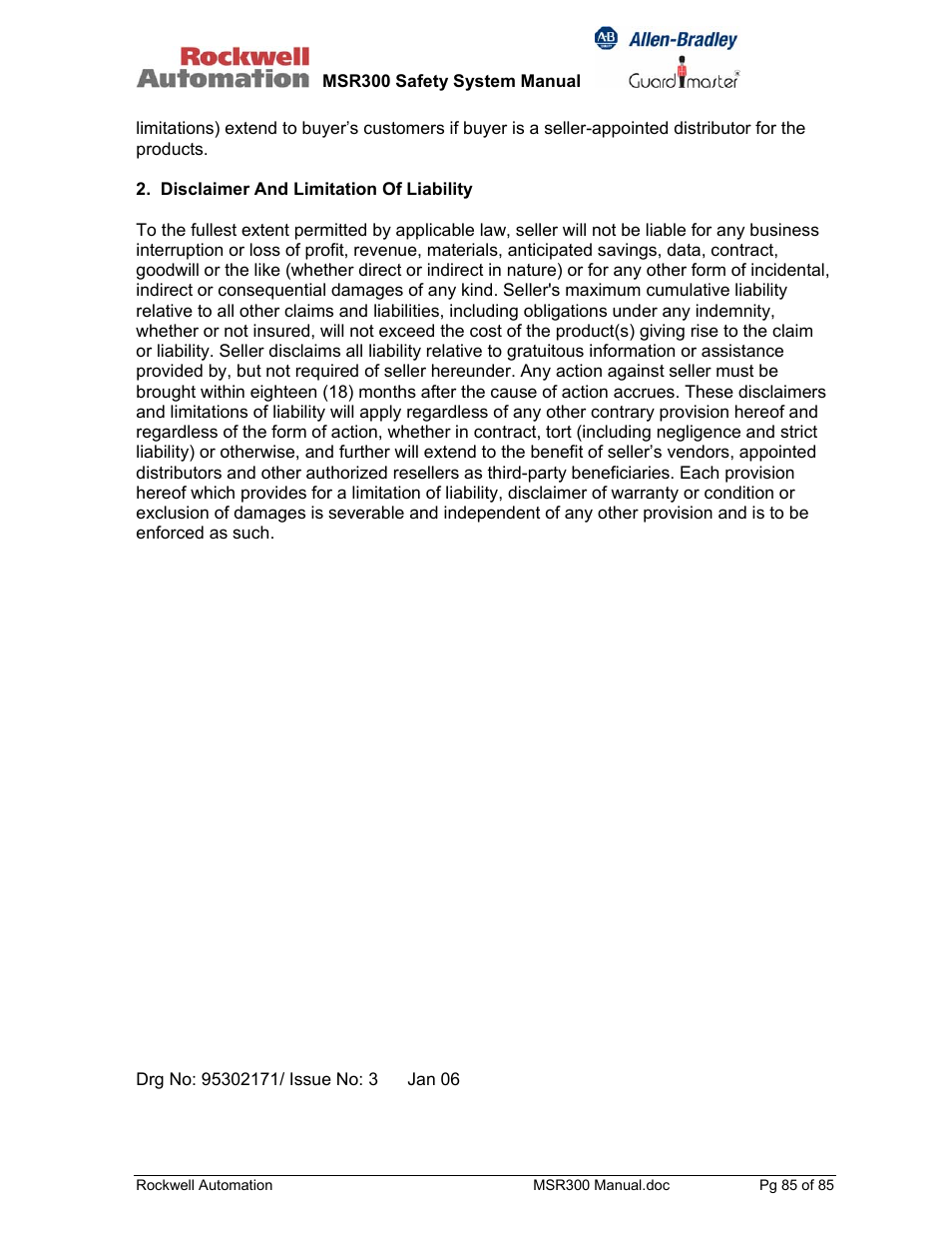 Rockwell Automation 440R MSR300 Modular Safety Control System User Manual | Page 85 / 85