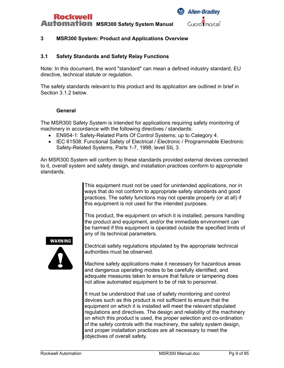 Rockwell Automation 440R MSR300 Modular Safety Control System User Manual | Page 9 / 85