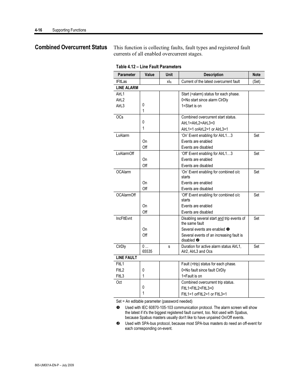 Combined overcurrent status | Rockwell Automation 865 Differential Protection Relay User Manual | Page 108 / 186