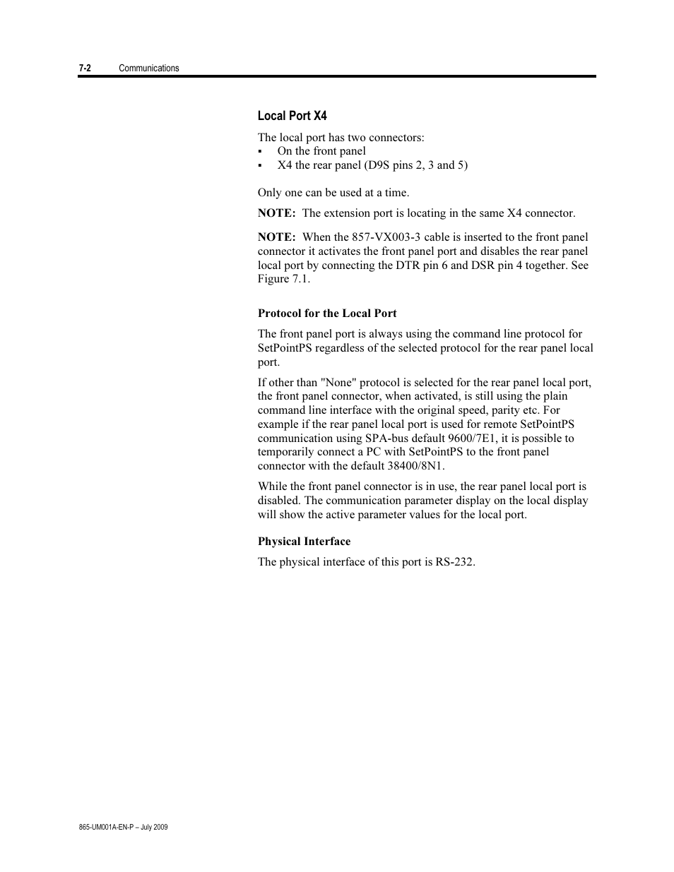 Local port x4 | Rockwell Automation 865 Differential Protection Relay User Manual | Page 128 / 186