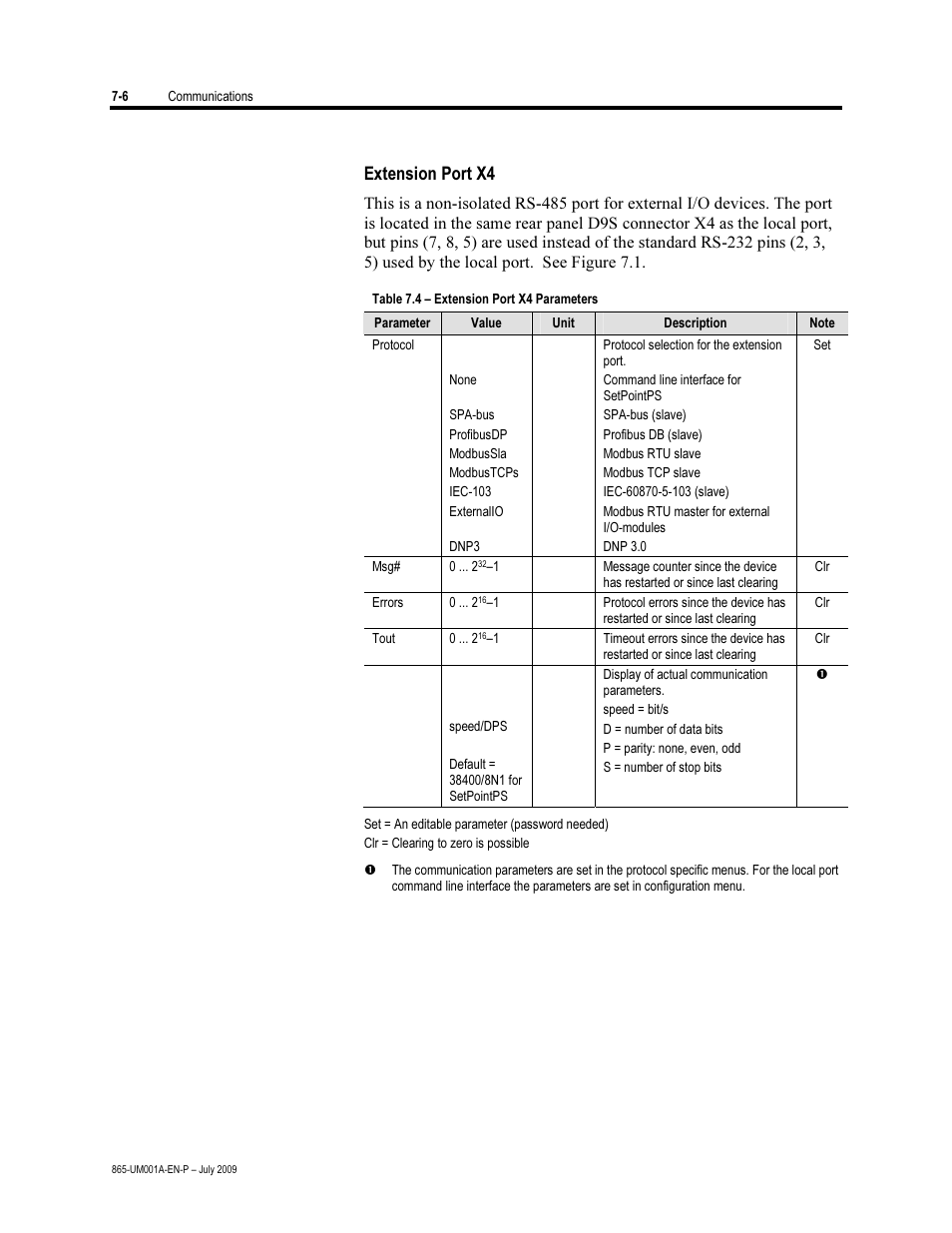 Extension port x4 | Rockwell Automation 865 Differential Protection Relay User Manual | Page 132 / 186