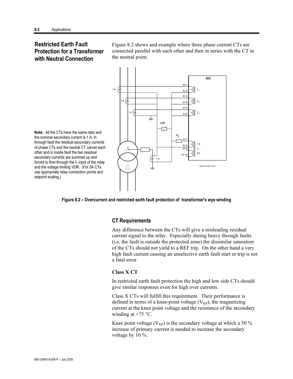 Ct requirements | Rockwell Automation 865 Differential Protection Relay User Manual | Page 144 / 186