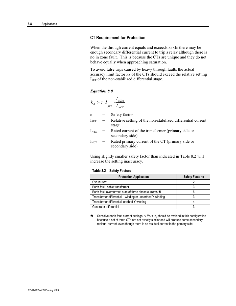 Ct requirement for protection | Rockwell Automation 865 Differential Protection Relay User Manual | Page 150 / 186