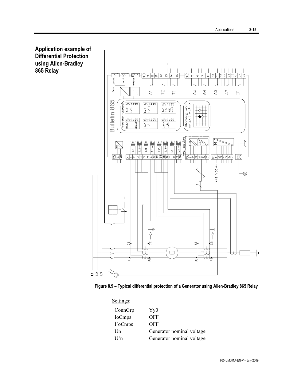 Application example of differential protection, Bu llet in 865 | Rockwell Automation 865 Differential Protection Relay User Manual | Page 157 / 186